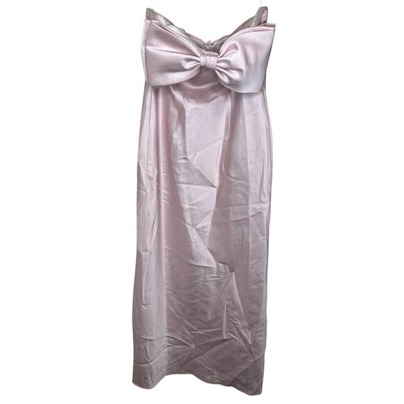 Alfred Sung NWOT Strapless Satin Column Maxi Dress Oversized Bow Formal 12 - Picture 3 of 9